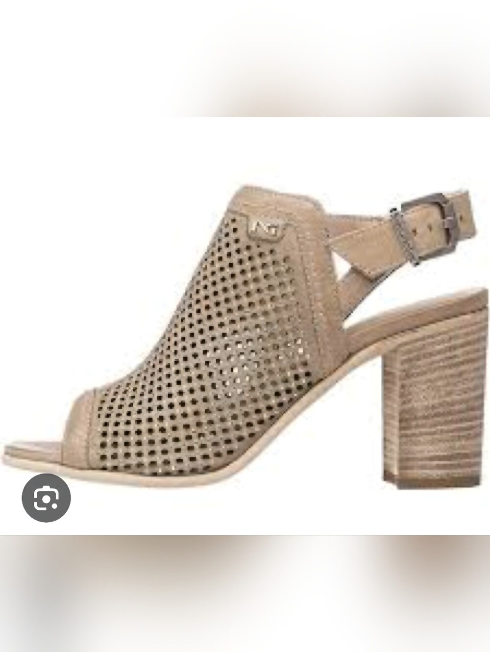Nero Giardini Beige Perforated Block Heel Slingback Sandals EUR 37 US 6.5